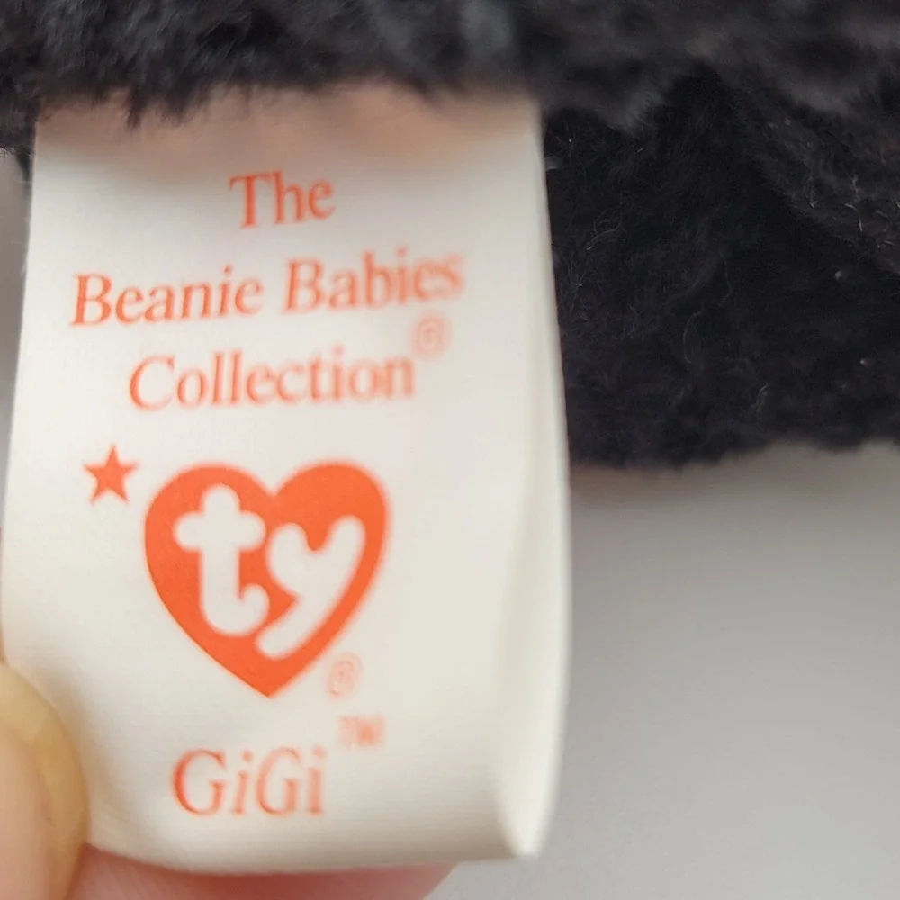 Ty Beanie Baby GiGi Black Poodle Plush w Red‎ Ribbons Original Tag Vintage 1997